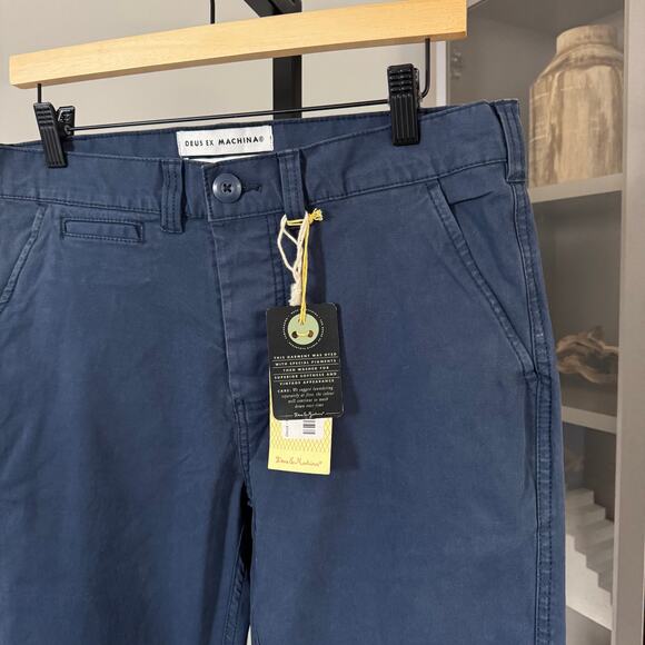 Deus Ex Machina Floyd Navy Chino Pants 29 NEW Blue Cotton Straight Leg Trouser - Picture 3 of 7